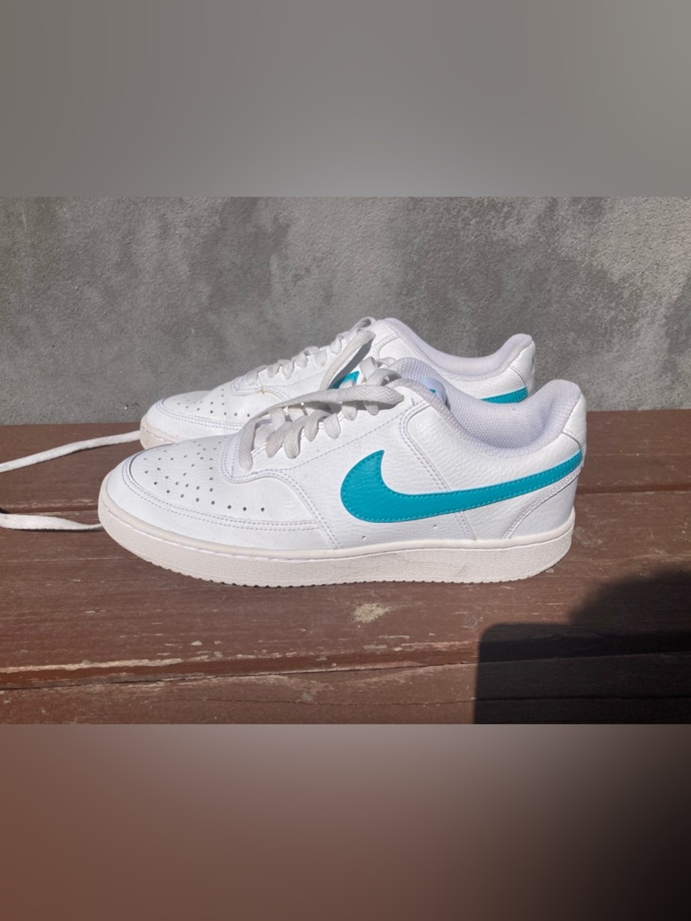 White and Teal Nike Sneakers